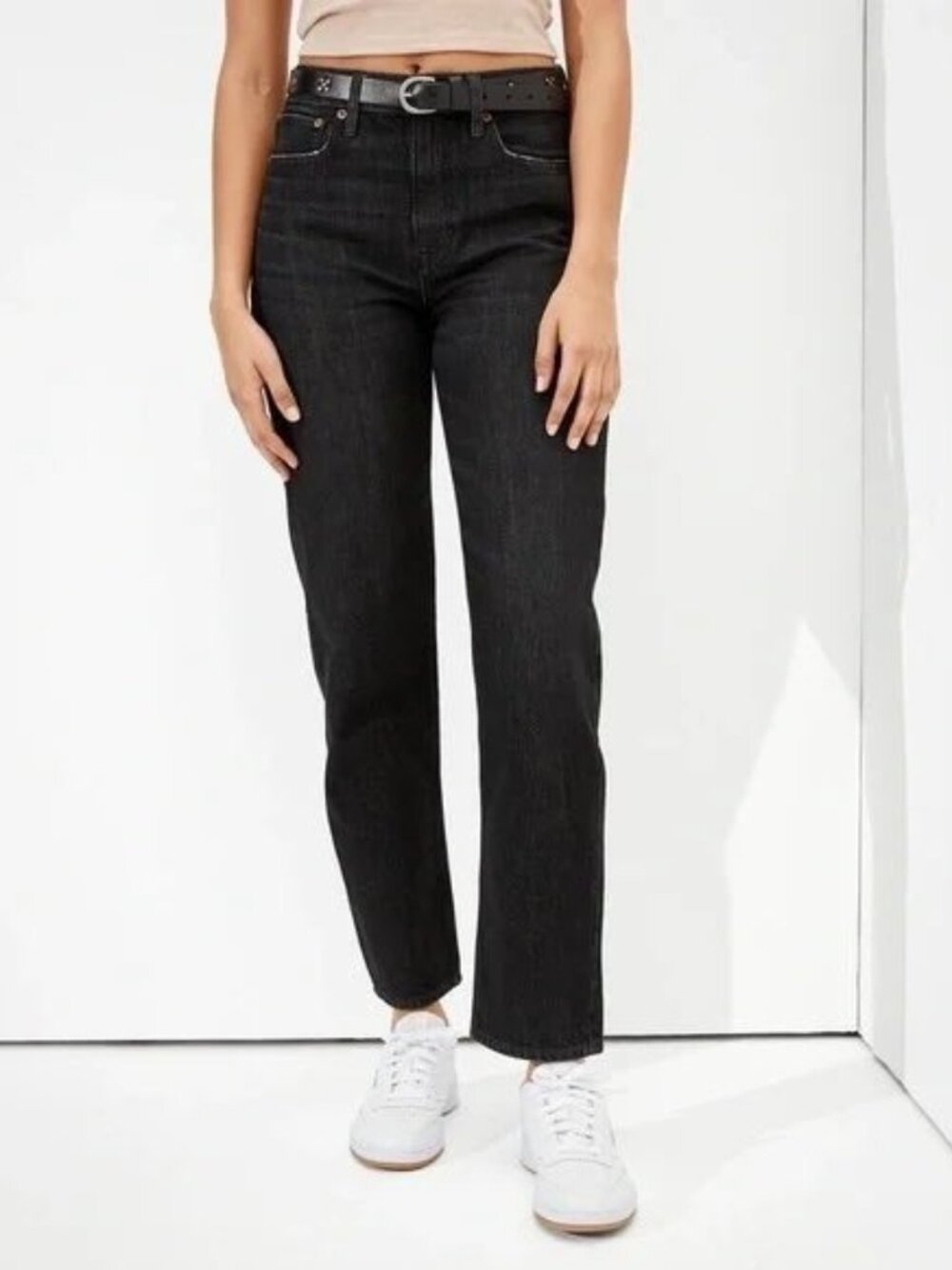 American Eagle Jeans 90s Boyfriend Black Size 8 High Rise Relaxed Retro Grunge